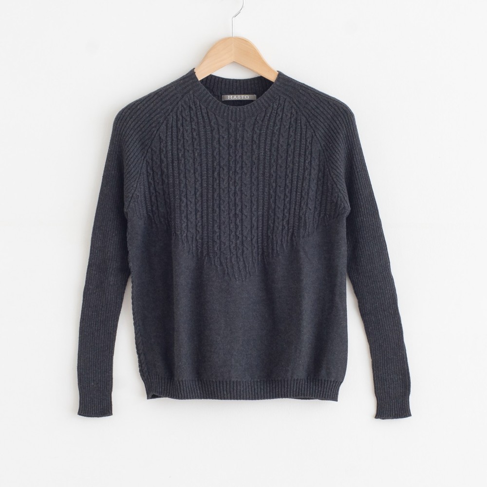 草木染め コットンケーブルニット ログウッド染め(NV)