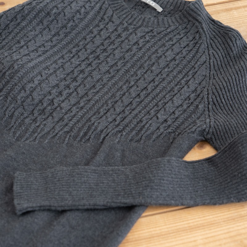 草木染め コットンケーブルニット ログウッド染め(NV)