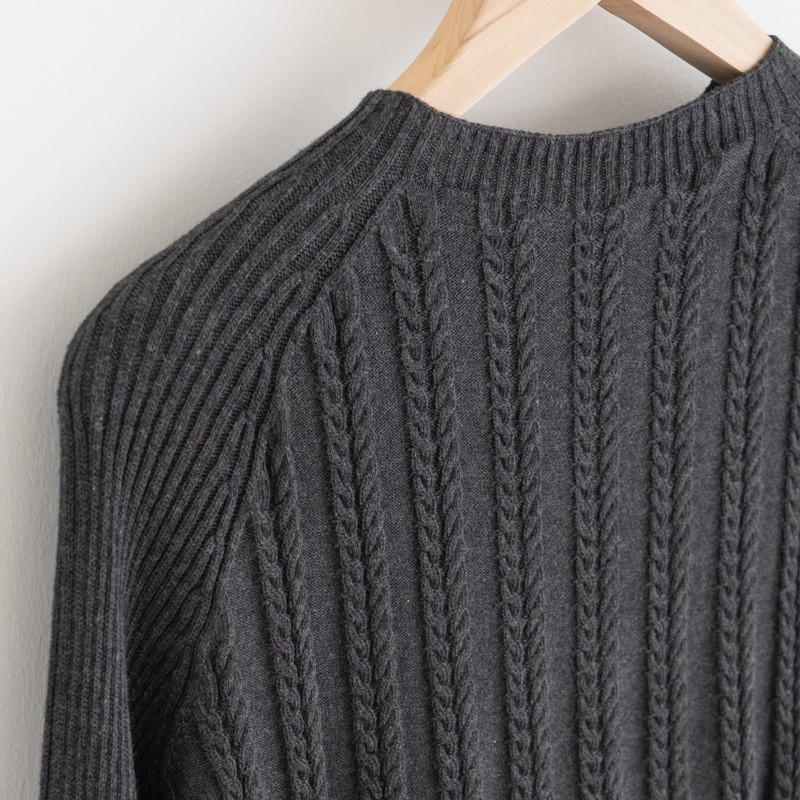 草木染め コットンケーブルニット ログウッド染め(NV)