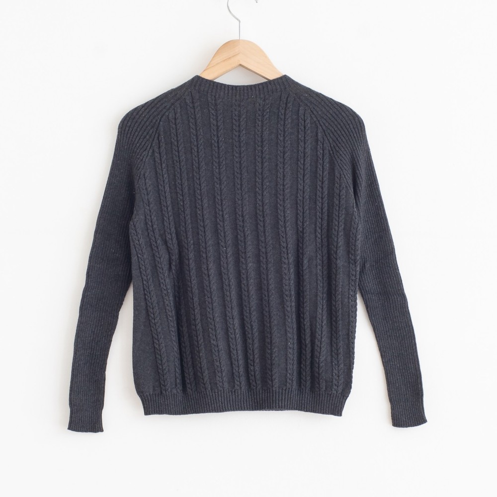 草木染め コットンケーブルニット ログウッド染め(NV)