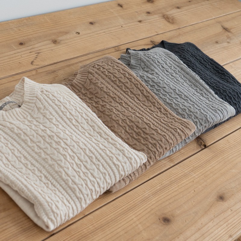 草木染め コットンケーブルニット ログウッド染め(NV)