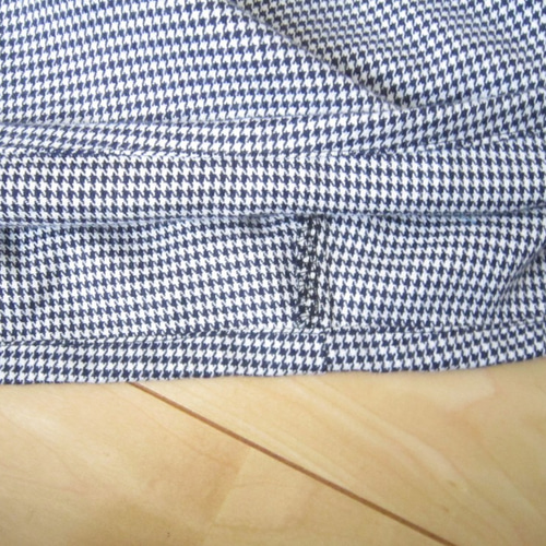 再販！ハイネックギャザーブラウス 千鳥格子 起毛コットン オフ