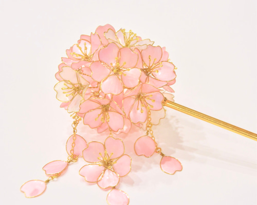 桜の簪（かんざし）ディップアート かんざし FukuFurawa-小さな