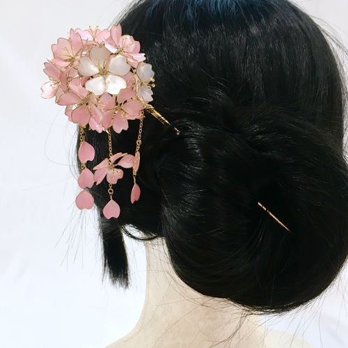 桜の簪（かんざし）ディップアート かんざし FukuFurawa-小さな