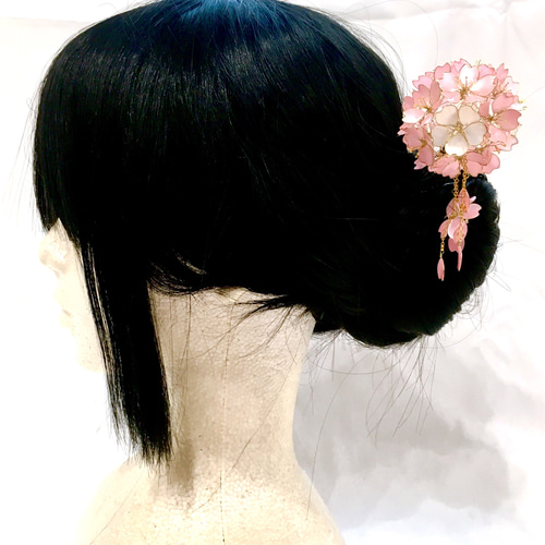 ☆送料無料☆ ゆらり桜のかんざし　ディップアートの髪飾り ゆらり桜のかんざし ディップアートの髪飾り - 飾屋那月 | minne
