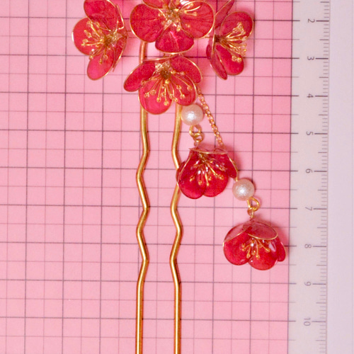 ディップアート作品 ピアス イヤリング かんざし こがね金木犀の耳飾り（ピアス/イヤリング・ディップアート）【MA-85