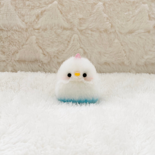 ツノ付き*ふわふわ小さなセキセイインコのぬいぐるみ 【白ハル