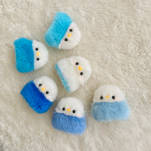 ツノ付き*ふわふわ小さなセキセイインコのぬいぐるみ 【白