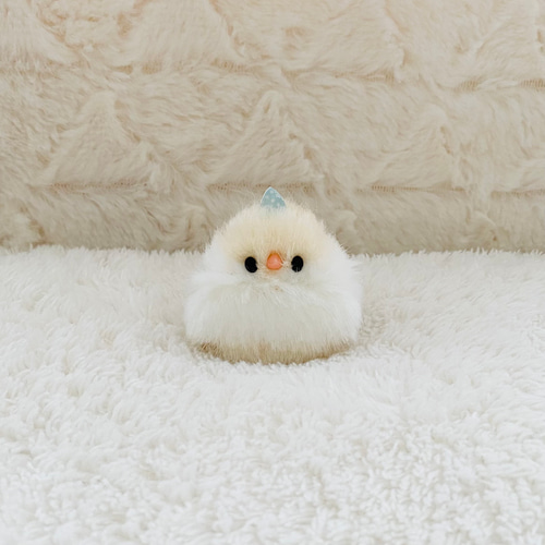 ツノ付き*ふわふわ小さな文鳥のぬいぐるみ 【クリーム文鳥A