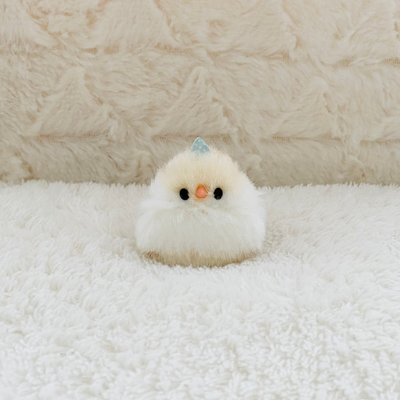 ツノ付き*ふわふわ小さな文鳥のぬいぐるみ 【クリーム文鳥A