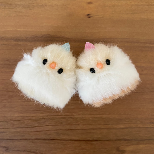 ツノ付き*ふわふわ小さな文鳥のぬいぐるみ 【クリーム文鳥A