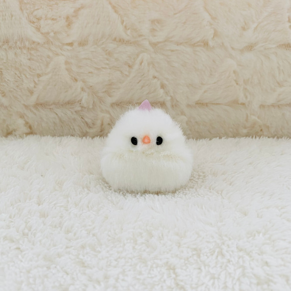 ツノ付き*ふわふわ小さな文鳥のぬいぐるみ 【白文鳥