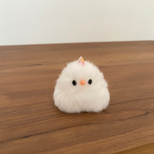 ツノ付き*ふわふわ小さな文鳥のぬいぐるみ 【白文鳥】 ぬいぐるみ yaya