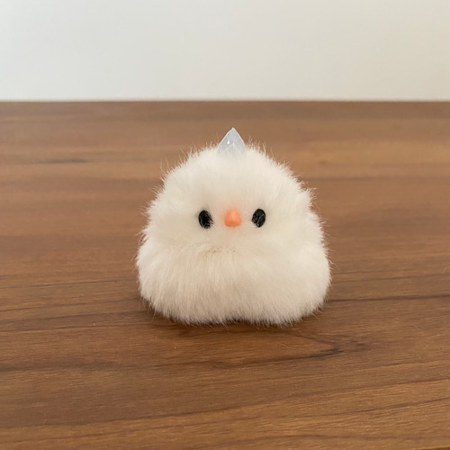 ツノ付き*ふわふわ小さな文鳥のぬいぐるみ 【白文鳥