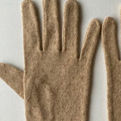 オーガニックコットン100%の生地と糸で作った手袋　生成りorブラウン　日焼け予防　保温保湿　 5枚目の画像