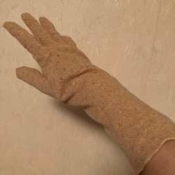 オーガニックコットン100%の生地と糸で作った手袋　生成りorブラウン　日焼け予防　保温保湿　 8枚目の画像