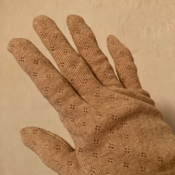 オーガニックコットン100%の生地と糸で作った手袋　生成りorブラウン　日焼け予防　保温保湿　 9枚目の画像