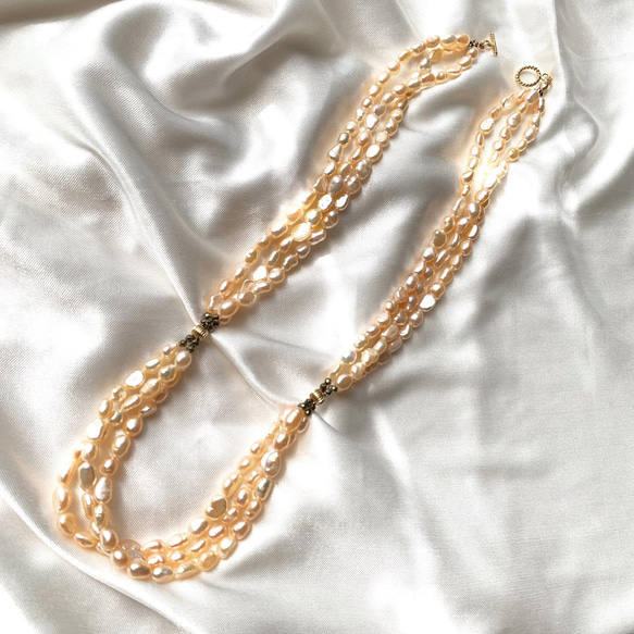 ヴィンテージ淡水パール 3連ネックレス ヴィンテージ淡水パール 3連