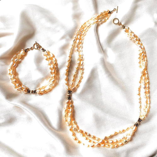 14kgf淡水パールカービングネックレス