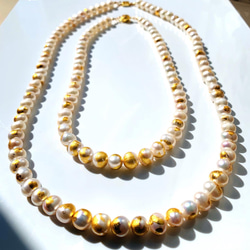 24金箔✴︎淡水真珠のニュアンスネックレス・14kgf・淡水パール・純金 1枚目の画像