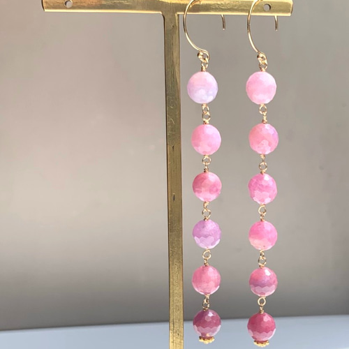 アバロン＆クリスタルダブレットリーフペア＆ピンクサファイアのピアス他　14kgf アバロン＆クリスタルダブレットリーフペア＆ピンクサファイアのピアス