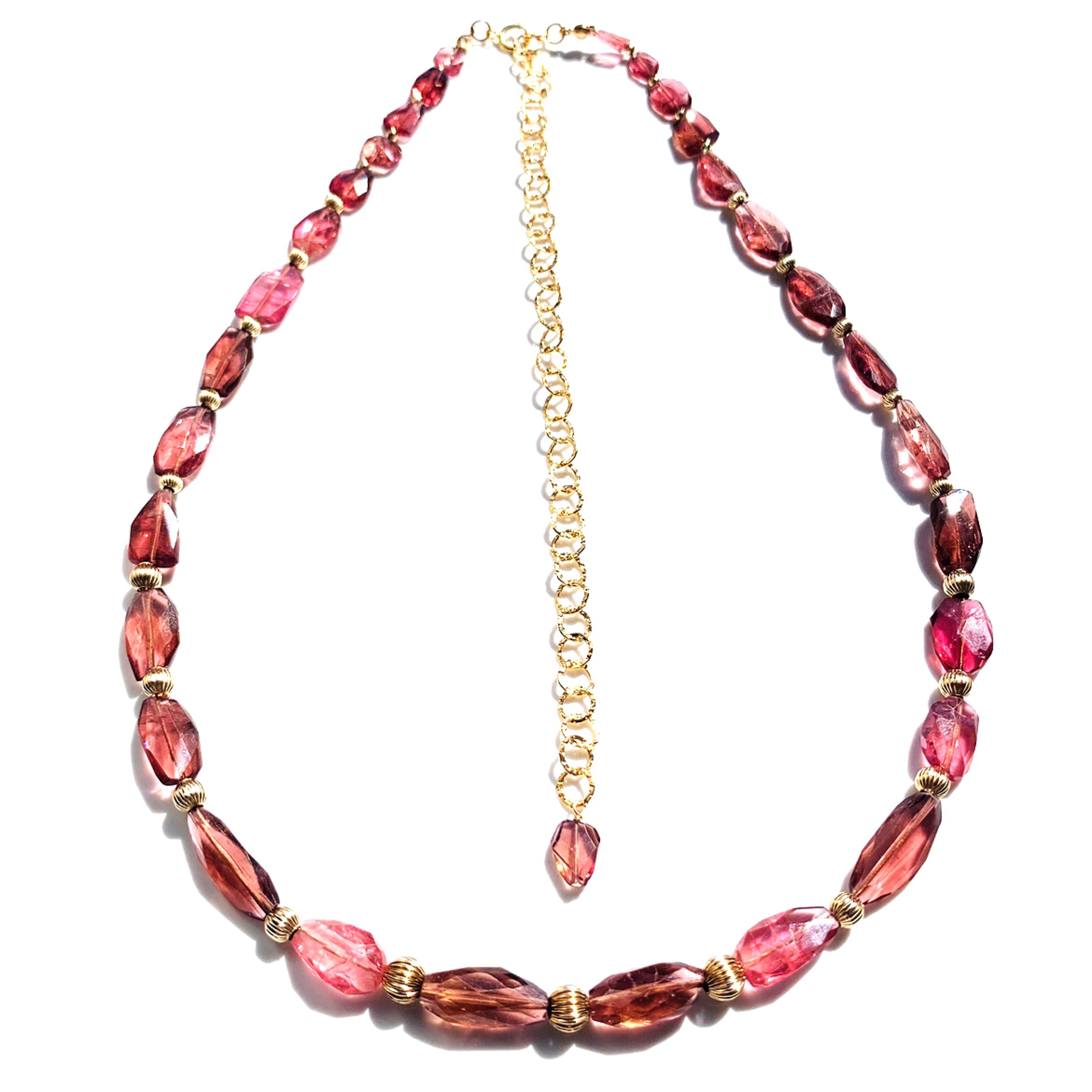 ピンクトルマリン(パキスタン産)のネックレス、14kgf、天然石