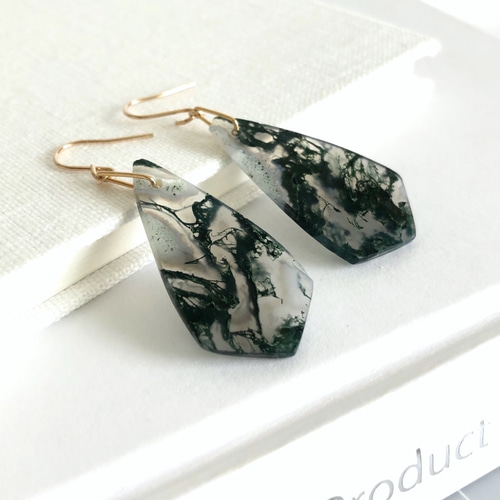 癒しを与えてくれる モスアゲートのピアス（K14gf）イヤリングに変更可