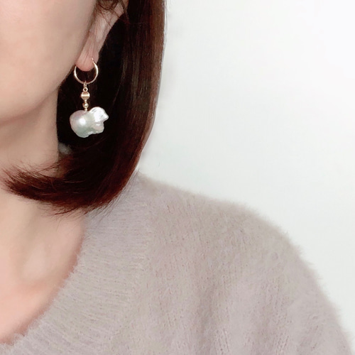 淡水バロック オイスターパール 金魚の形のペンダント(k14gf) チャーム