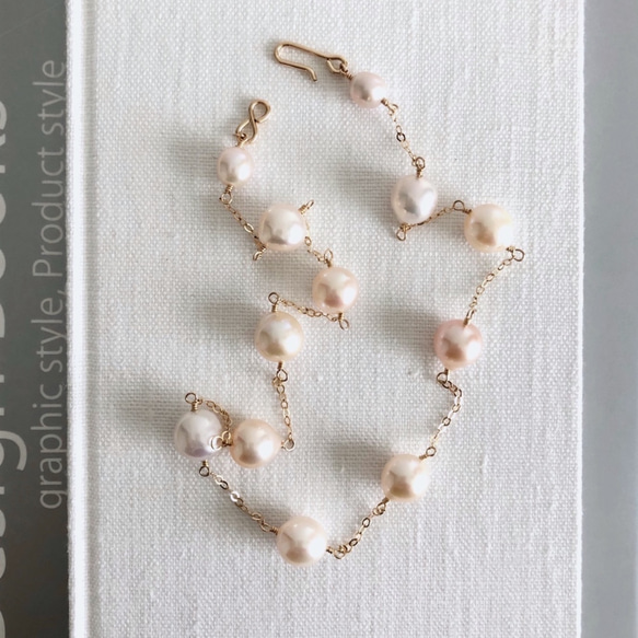 マルチカラー淡水真珠 大粒 バロックパール ネックレス９mm~9.5mm (k14gf) 40cm 8枚目の画像