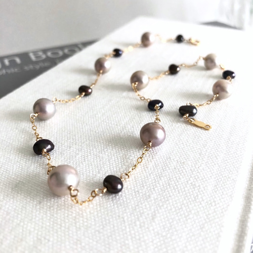 K14 淡水パールネックレス 楽天市場】ミキモト MIKIMOTO 10連 淡水パール ネックレス K14