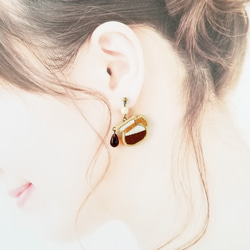 cafeピアス・イヤリング（コーヒーサーバー）　刺しゅう 2枚目の画像