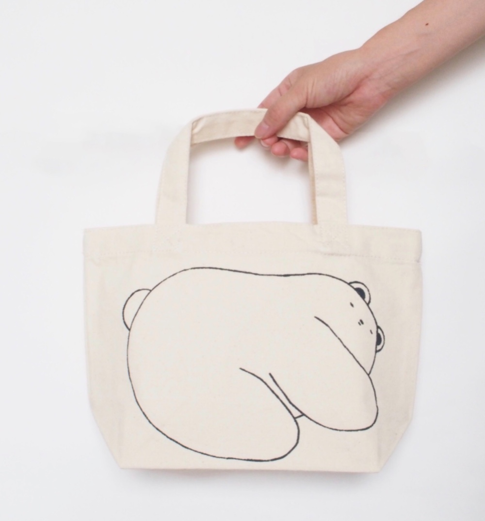 miruku　巾着トートバッグ　白クマカフェ　ハンドメイド