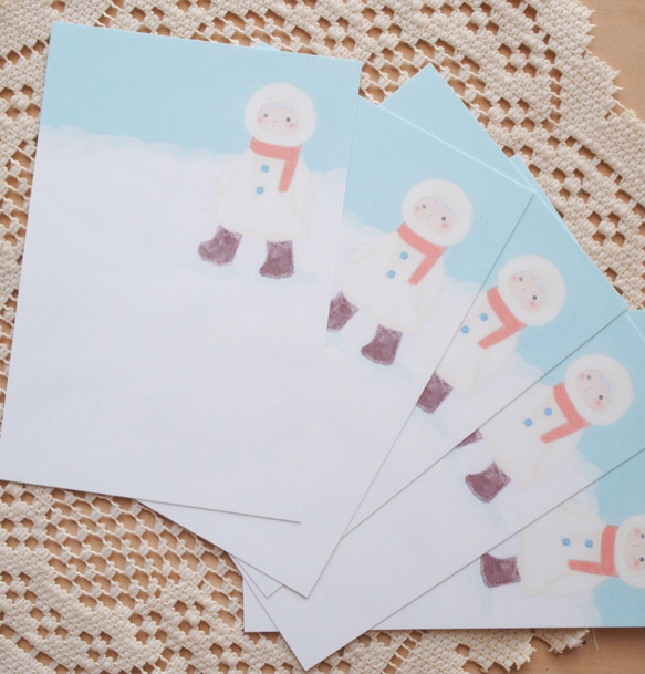 冬のポストカード5枚セット(雪の上デザイン) 5枚目の画像