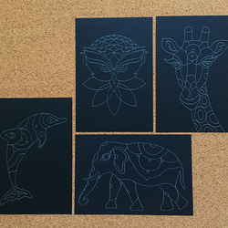 点描曼荼羅（マンダラ）ぬりえ　４種セット（マンダラ模様の動物たち） 2枚目の画像