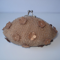 Beaded Purse --Antique Gold with Flower-- 1枚目の画像