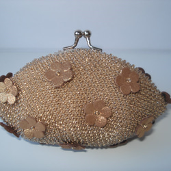 Beaded Purse --Antique Gold with Flower-- 2枚目の画像