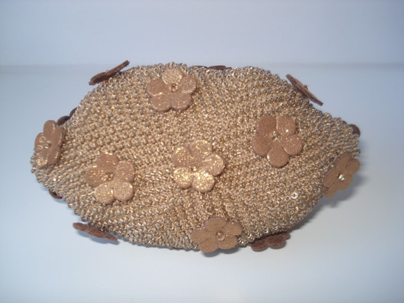Beaded Purse --Antique Gold with Flower-- 4枚目の画像