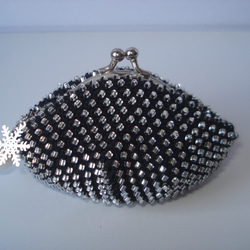 Beaded Purse --Snow Crystal-- Black (S) 1枚目の画像