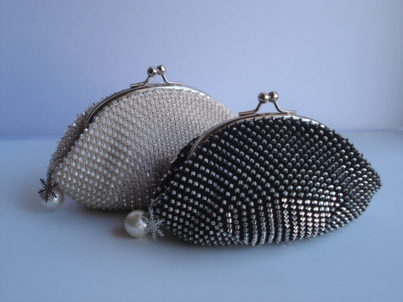 Beaded Purse --Snow Crystal-- Ivory (L) 6枚目の画像