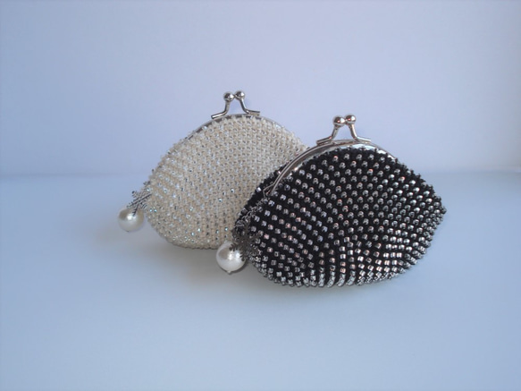 Beaded Purse --Snow Crystal-- Black (M) 5枚目の画像