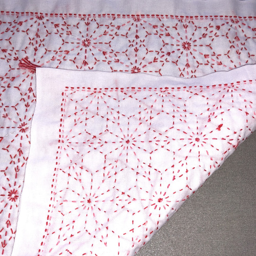 刺し子花ふきん オリジナル糸色遣い ＝桜花＝ 房付き きよかっ