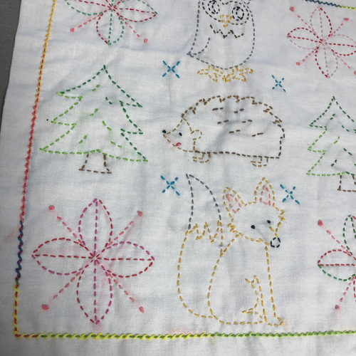 刺し子花ふきん クリスマス図柄 6柄 ホビーラホビーレ生地使用