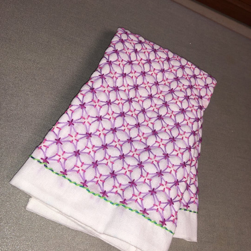刺し子花ふきん 紫陽花刺し タペストリー・壁掛け KIKKI's 刺繍 FACTRY