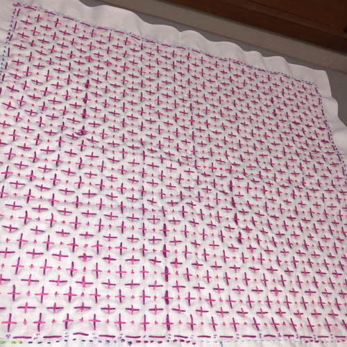 刺し子花ふきん 紫陽花刺し タペストリー・壁掛け KIKKI's 刺繍 FACTRY