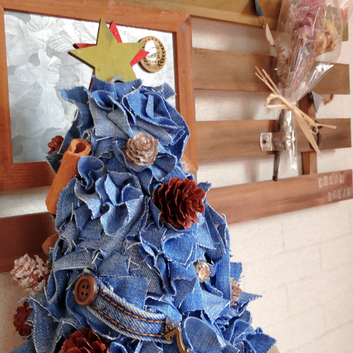 デニムオーナメント　デニムリメイク　クリスマスオーナメント クリスマスオーナメント デニム リメイクの通販 by えーさん's