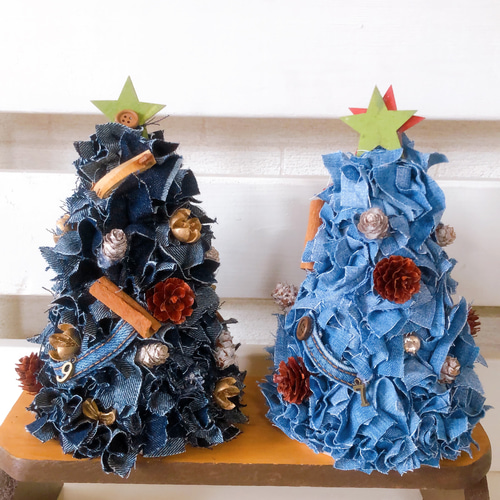ノンウォッシュ 生デニム クリスマスツリー シンプル ノンウォッシュ 生デニム クリスマスツリー シンプル