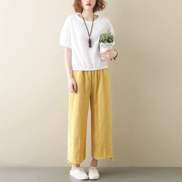 Hand woven cotton pants 1枚目の画像