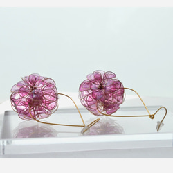 紅紫色花環耳環/耳環 14kgf 低過敏性禮物通信搖動 MATSUBOKKURI 第4張的照片