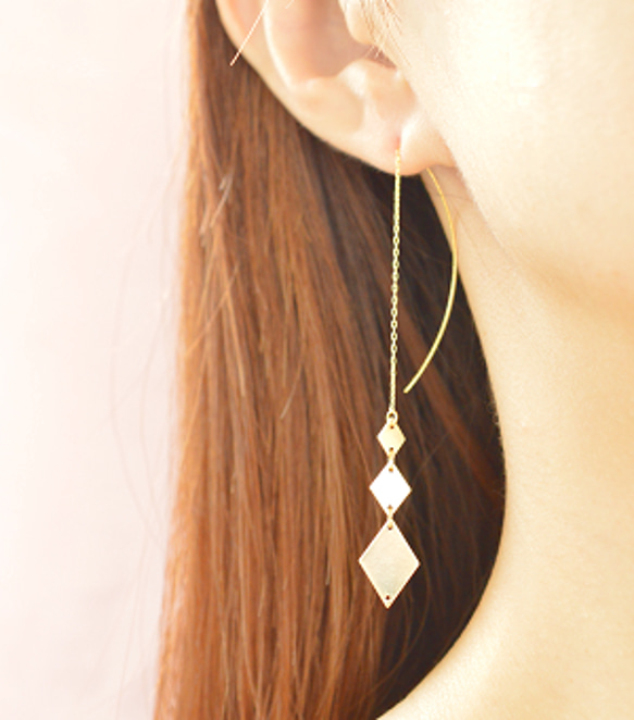 rhombus pierced earrings 1枚目の画像