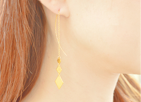 rhombus pierced earrings 4枚目の画像